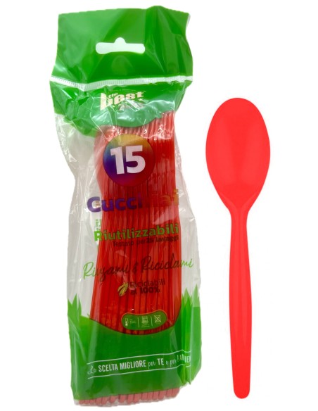 the best 15 cucchiai monouso in plastica - 17cm - rosso: tuttocasashop.it: carta & monouso