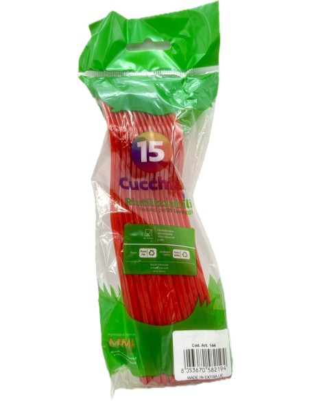 the best 15 cucchiai monouso in plastica - 17cm - rosso: tuttocasashop.it: carta & monouso