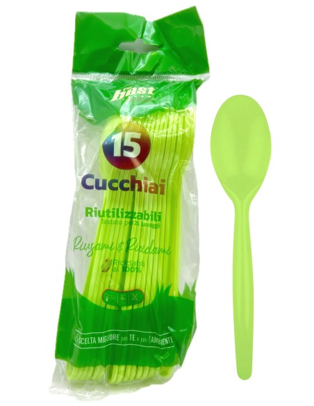 the best 15 cucchiai monouso in plastica - 17cm - verde: tuttocasashop.it: carta & monouso