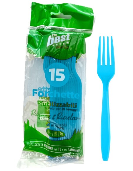 the best 15 forchette monouso in plastica - 17cm - azzurro: tuttocasashop.it: carta & monouso