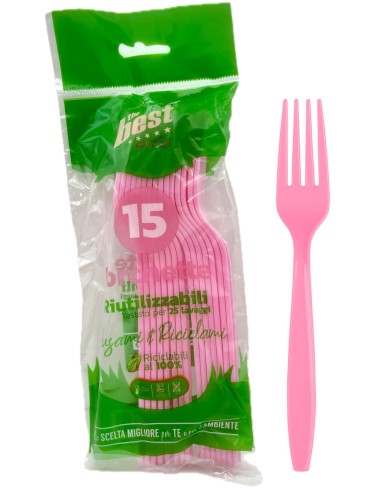 the best 15 forchette monouso in plastica - 17cm - rosa: tuttocasashop.it: carta & monouso