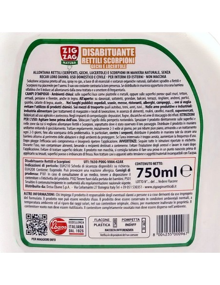 zig zag disabituante per rettili scorpioni gechi e lucertole - spray 750ml: tuttocasashop.it: pulizia e cura della casa