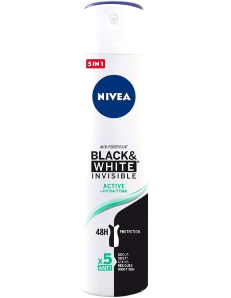 nivea deodorante spray formato maxi 200ml - black & white invisible - active: tuttocasashop.it: igiene e cura della persona