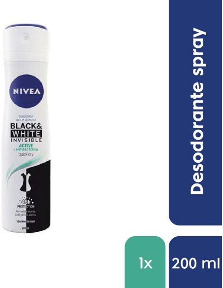 nivea deodorante spray formato maxi 200ml - black & white invisible - active: tuttocasashop.it: igiene e cura della persona