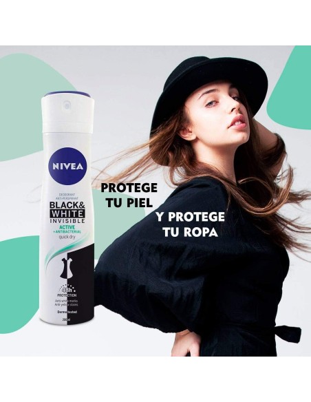 nivea deodorante spray formato maxi 200ml - black & white invisible - active: tuttocasashop.it: igiene e cura della persona