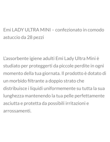 emi lady assorbenti lieve o leggera incontinenza - 28 pezzi - ultra mini: tuttocasashop.it: igiene e cura della persona
