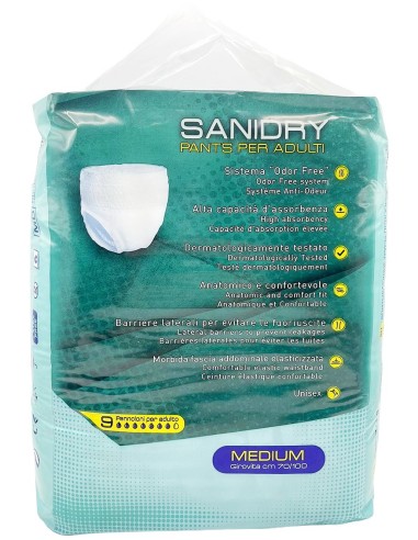 sanidry pannoloni mutandina per incontinenti - 9 pezzi - taglia m medium: tuttocasashop.it: igiene e cura della persona