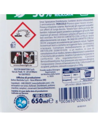 smac detergente spray con erogatore - 650ml - sgrassatore disinfettante: tuttocasashop.it: pulizia e cura della casa
