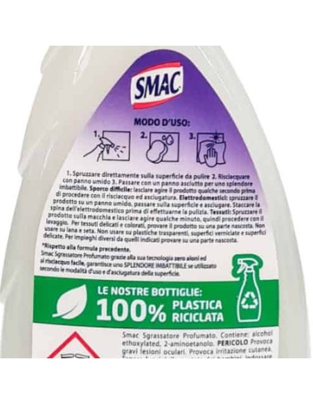 smac detergente spray con erogatore - 750ml - sgrassatore profumato lavanda: tuttocasashop.it: pulizia e cura della casa