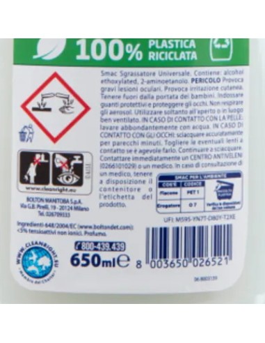 smac detergente spray con erogatore - 750ml - sgrassatore universale: tuttocasashop.it: pulizia e cura della casa