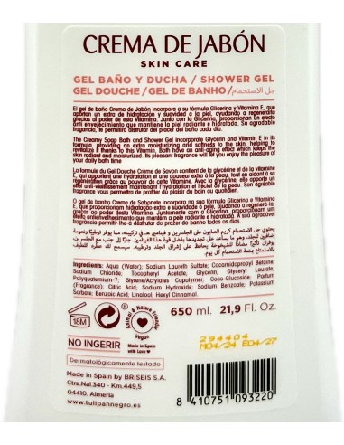 tulipan negro bagnoschiuma - 650ml - crema di sapone - massima idratazione: tuttocasashop.it: igiene e cura della persona