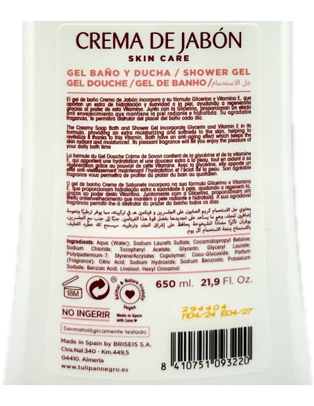 tulipan negro bagnoschiuma - 650ml - crema di sapone - massima idratazione: tuttocasashop.it: igiene e cura della persona