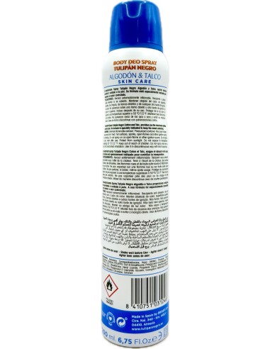 tulipan negro deodorante spray - 200ml - cotone e talco: tuttocasashop.it: igiene e cura della persona