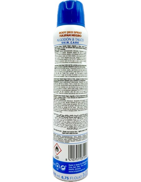 tulipan negro deodorante spray - 200ml - cotone e talco: tuttocasashop.it: igiene e cura della persona