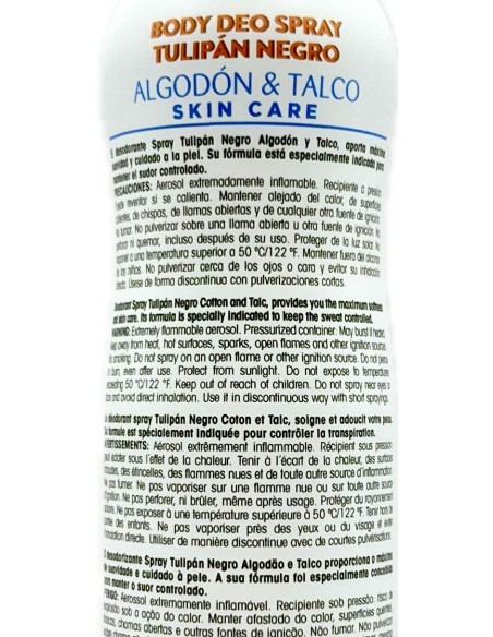 tulipan negro deodorante spray - 200ml - cotone e talco: tuttocasashop.it: igiene e cura della persona
