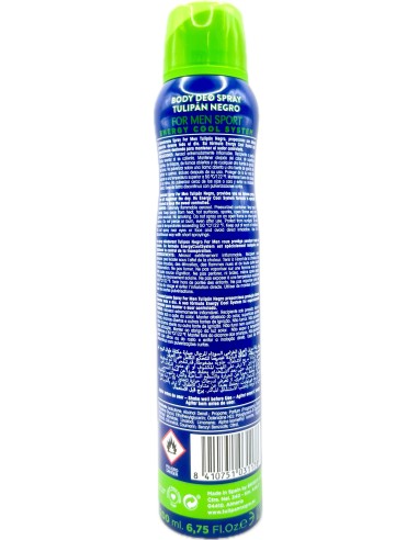 tulipan negro deodorante spray - 200ml - for men - sport: tuttocasashop.it: igiene e cura della persona