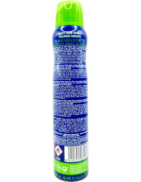 tulipan negro deodorante spray - 200ml - for men - sport: tuttocasashop.it: igiene e cura della persona