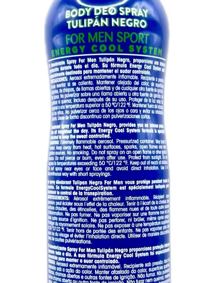 tulipan negro deodorante spray - 200ml - for men - sport: tuttocasashop.it: igiene e cura della persona