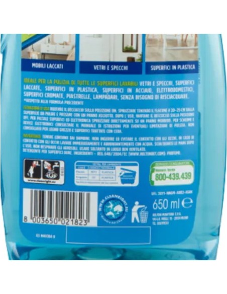 vetril detergente multiuso spray 650ml - con ammoniaca - blu: tuttocasashop.it: pulizia e cura della casa
