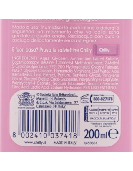 chilly detergente intimo 200ml - delicato - pelli sensibili - antiodor: tuttocasashop.it: igiene e cura della persona