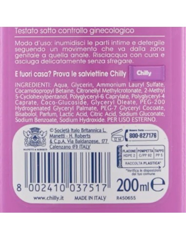 chilly detergente intimo 200ml - lenitivo - sollievo dai fastidi intimi: tuttocasashop.it: igiene e cura della persona