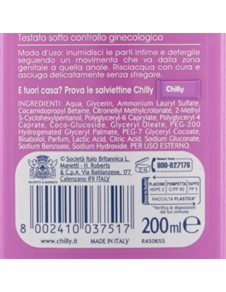 chilly detergente intimo 200ml - lenitivo - sollievo dai fastidi intimi: tuttocasashop.it: igiene e cura della persona