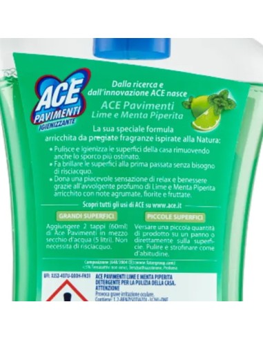ace pavimenti igienizzante - 1 litro - lime e menta: tuttocasashop.it: pulizia e cura della casa
