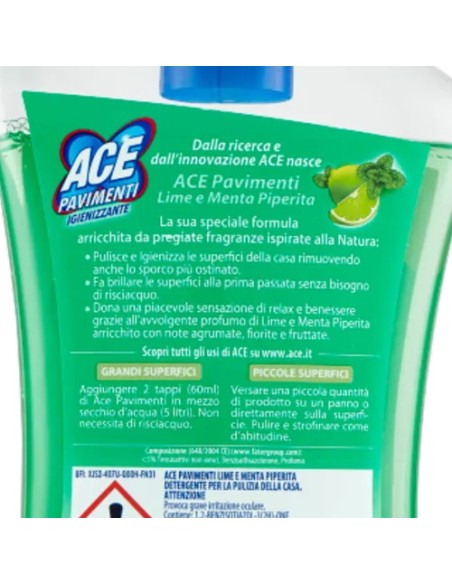 ace pavimenti igienizzante - 1 litro - lime e menta: tuttocasashop.it: pulizia e cura della casa