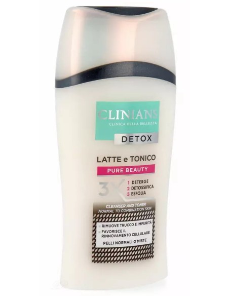 clinians detox latte e tonico 2in1 - 200ml - deterge detossifica esfolia: tuttocasashop.it: igiene e cura della persona