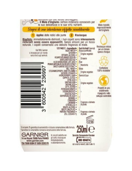 ultra dolce la maschera latte - 250ml - miele - ricostituente: tuttocasashop.it: igiene e cura della persona