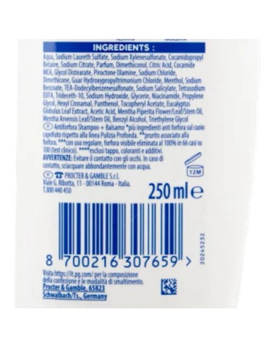 head & shoulders shampoo e balsamo 2in1 250ml - antiprurito: tuttocasashop.it: igiene e cura della persona
