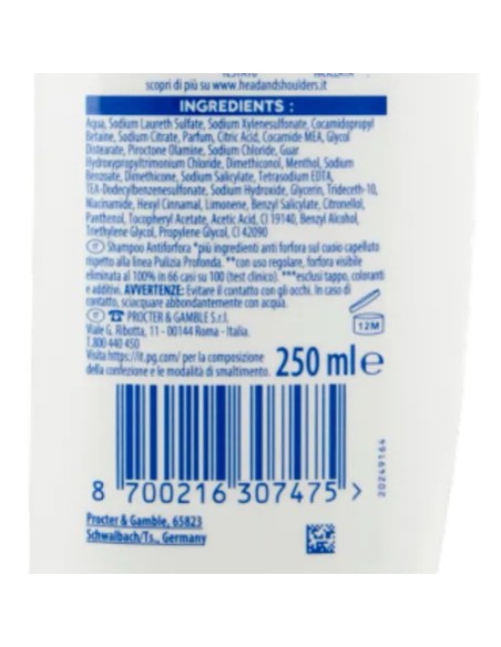 head & shoulders shampoo antiforfora 250ml - citrus fresh - capelli grassi: tuttocasashop.it: igiene e cura della persona