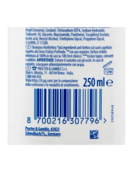 head & shoulders shampoo antiforfora 250ml - classic clean: tuttocasashop.it: igiene e cura della persona