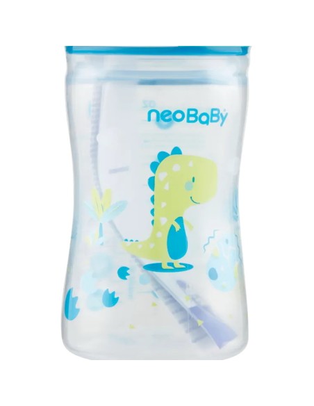 neobaby biberon in plastica collo largo - 150ml - 0m+ - dino blu: tuttocasashop.it: igiene e cura della persona