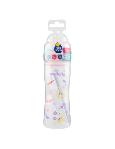 neobaby biberon in plastica collo largo - 250ml - 2m+ - dino rosa: tuttocasashop.it: igiene e cura della persona