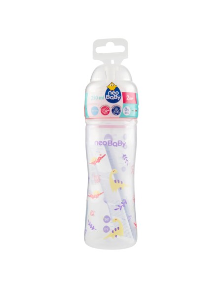 neobaby biberon in plastica collo largo - 250ml - 2m+ - dino rosa: tuttocasashop.it: igiene e cura della persona