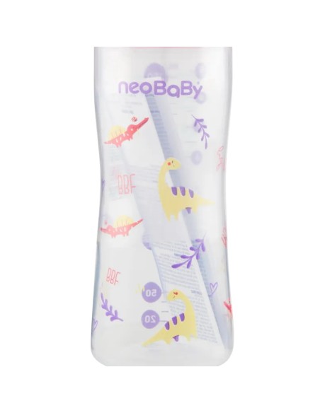 neobaby biberon in plastica collo largo - 250ml - 2m+ - dino rosa: tuttocasashop.it: igiene e cura della persona