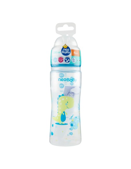 neobaby biberon in plastica collo largo - 330ml - 4m+ - dino blu: tuttocasashop.it: igiene e cura della persona