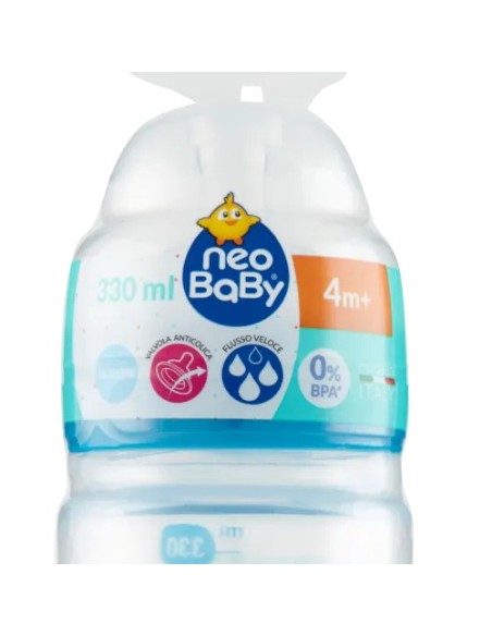 neobaby biberon in plastica collo largo - 330ml - 4m+ - dino blu: tuttocasashop.it: igiene e cura della persona