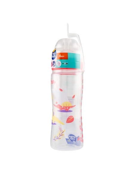 neobaby biberon in plastica collo largo - 330ml - 4m+ - dino rosa: tuttocasashop.it: igiene e cura della persona
