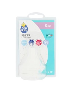neobaby 2 tettarelle in silicone per biberon - 1 foro - flusso lento - 0m+: tuttocasashop.it: igiene e cura della persona