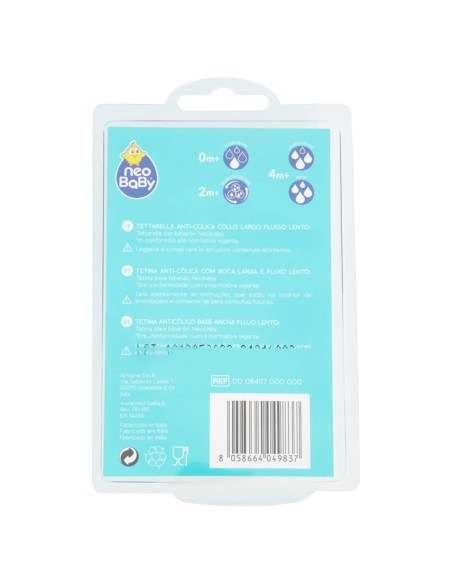 neobaby 2 tettarelle in silicone per biberon - 1 foro - flusso lento - 0m+: tuttocasashop.it: igiene e cura della persona
