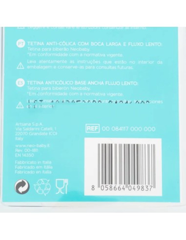 neobaby 2 tettarelle in silicone per biberon - 1 foro - flusso lento - 0m+: tuttocasashop.it: igiene e cura della persona