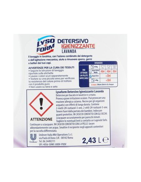 lysoform detersivo lavatrice liquido igienizzante - 54 lavaggi - lavanda: tuttocasashop.it: prodotti per bucato e tessuti