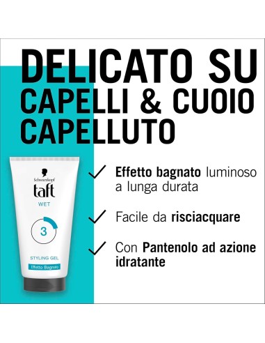 taft styling gel fissante per capelli - 150ml - wet - effetto bagnato: tuttocasashop.it: igiene e cura della persona