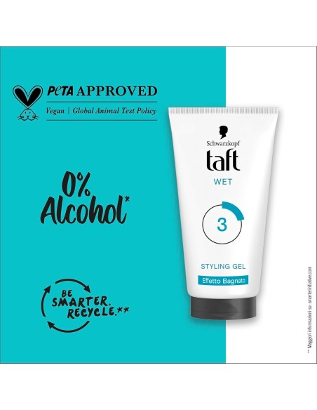 taft styling gel fissante per capelli - 150ml - wet - effetto bagnato: tuttocasashop.it: igiene e cura della persona