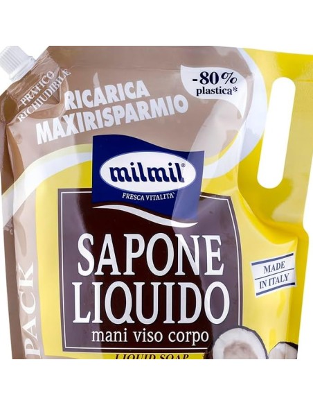 mil mil sapone liquido - ecoricarica - 2 litri - cocco: tuttocasashop.it: igiene e cura della persona