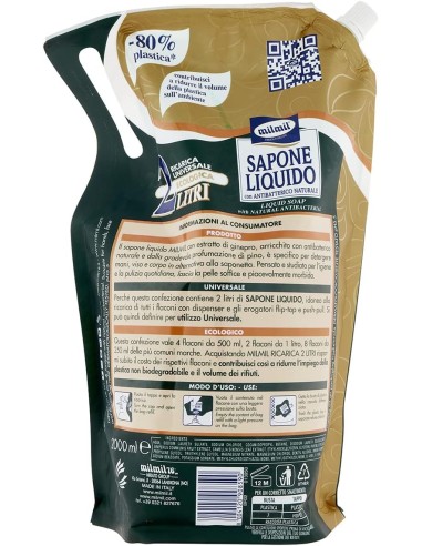 mil mil sapone liquido - ecoricarica - 2 litri - pino: tuttocasashop.it: igiene e cura della persona