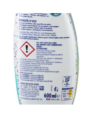 ace detergente spray - 600ml - bagno con candeggina: tuttocasashop.it: pulizia e cura della casa