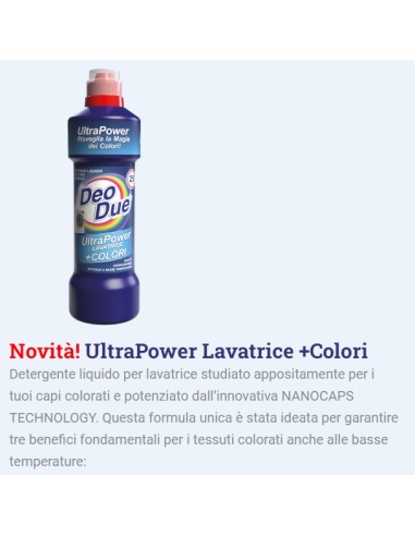 deo due ultra power lavatrice +colori 25 lavaggi 1 litro - detersivo liquido: tuttocasashop.it: prodotti per bucato e tessuti